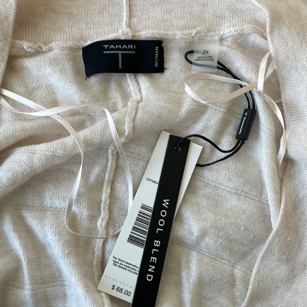 NWT TAHARI WOMAN cardigan size 2X white cream wool blend - Picture 3 of 9